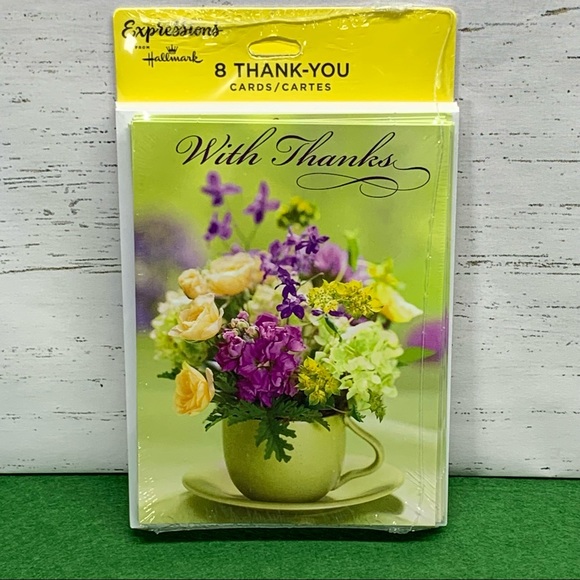 4/$14 8pk Hallmark Expressions With Thanks Note Cards Blank Inside NEW SEALED - Picture 1 of 6